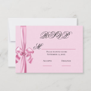 Listón de Satén Rosa Simple RSVP de Boda
