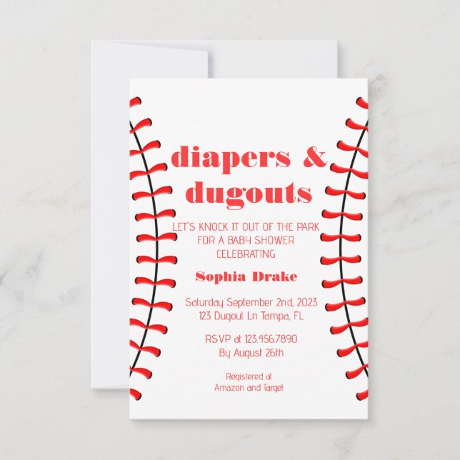 Literos y dugouts Invitación de Baby Shower al béi (Anverso)