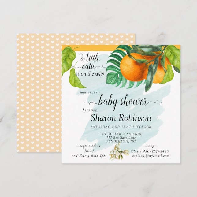 Little Cutie Baby Shower Naranja (Anverso / Reverso)