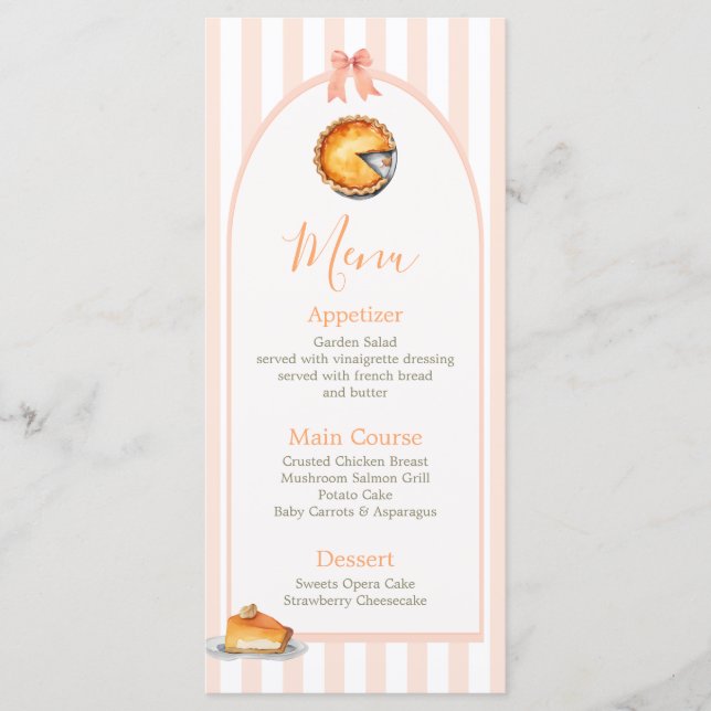Little Cutie Pie Naranja Gingham Birthday Menu (Anverso)