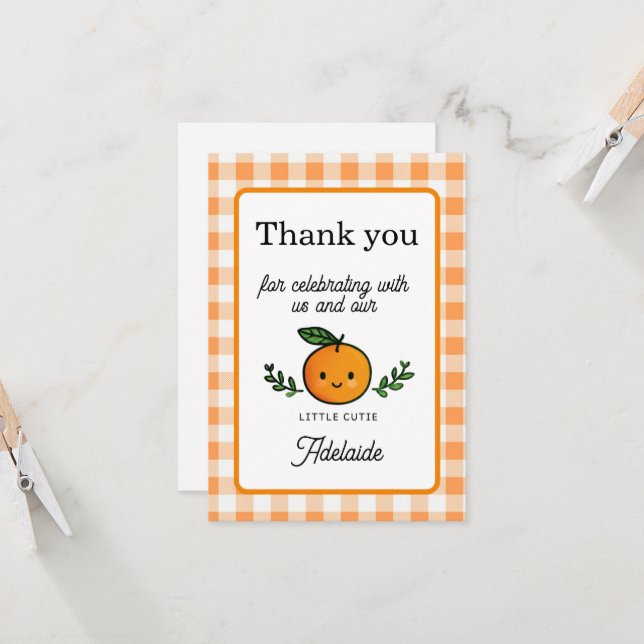 Little Cutie Thank You Card 1st Birthday  (Anverso/Reverso In Situ)