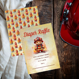 Little Firefighter Bear Baby Shower Diaper Raffle 