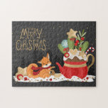 Little Fox Christmas Puzzle<br><div class="desc">Cute little fox with a tea pot full of Christmas treats.</div>
