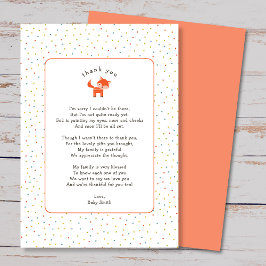 Little Fox gracias poema tarjeta de agradecimiento