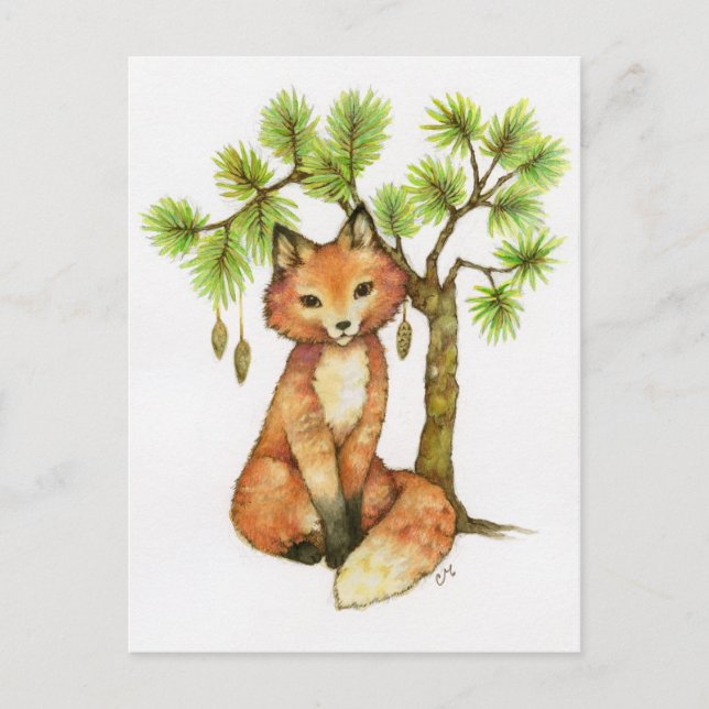 Little Fox - Postal de arte animal (Anverso)