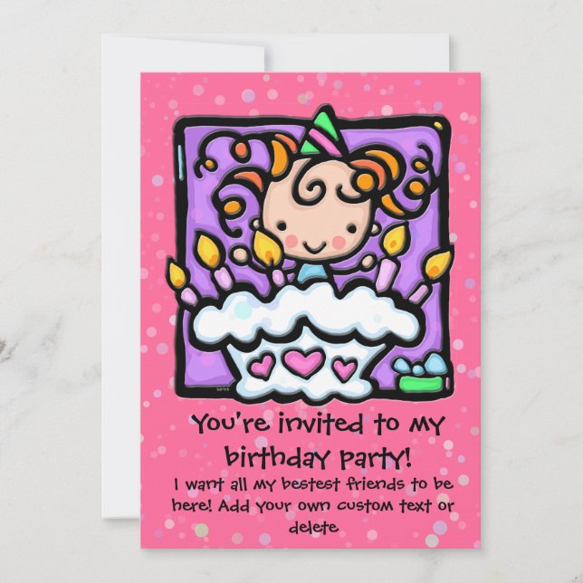 Little Girlie invitaciones para fiestas de cumplea (Anverso)