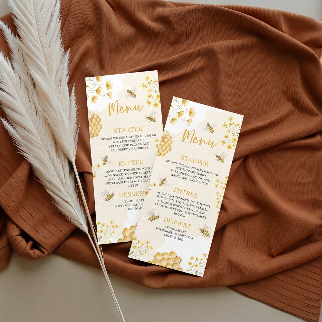 Little Honey Baby Shower 4x9 Menu Card (Subido por el creador)