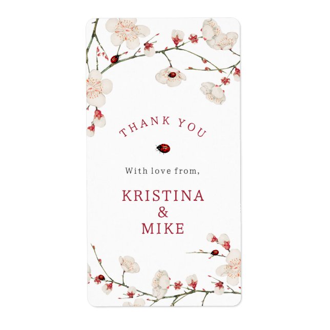 Little Ladybug Baby Shower Gracias Pegatina (Frente)