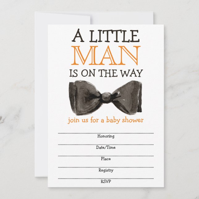 Little Man Bow tie Boy Baby Shower (Anverso)