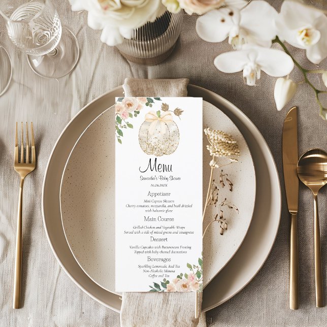 Little Pumpkin Baby Shower Menu Card (Subido por el creador)