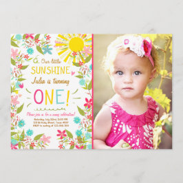 Little Sunshine Birthday Party Invitación Floral