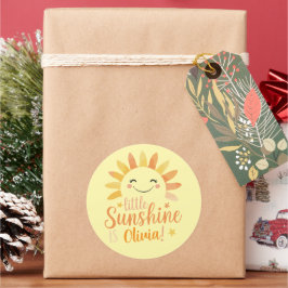 Little Sunshine Personalized Round Pegatina