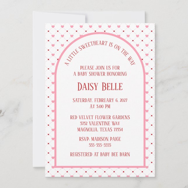 Little Sweetheart Valentine's Baby Shower Pink (Anverso)