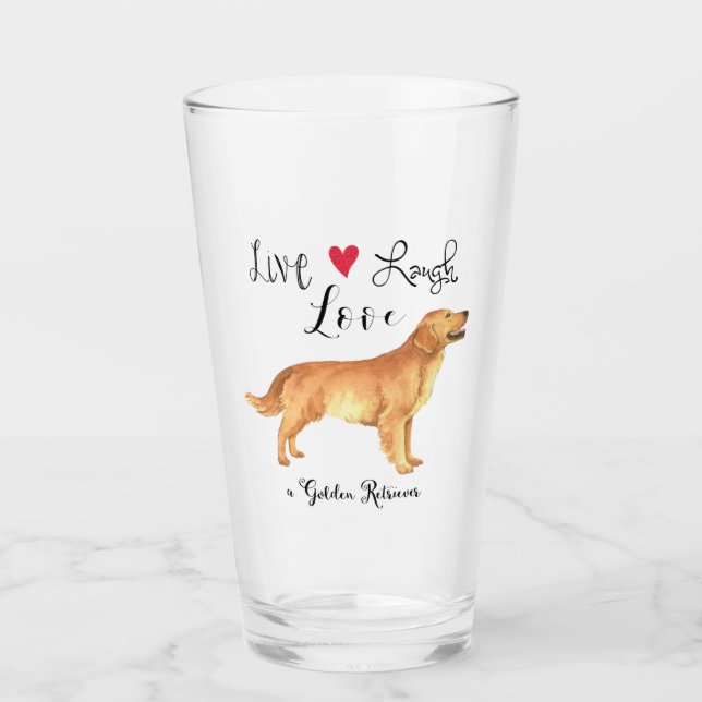 Live Lauder Love a Golden Retriever Glass (Anverso)