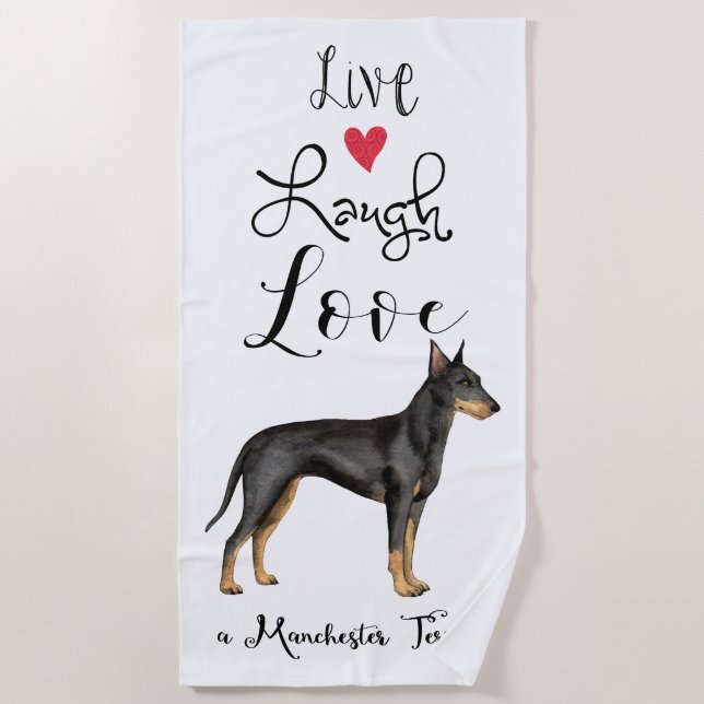 Live Laugh Love a Manchester Terrier Beach Toalla (Anverso)