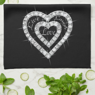 Live Laugh Love Diamond Hearts Kitchen Toalla