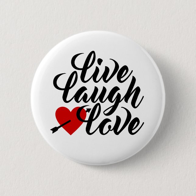 Live Laugh Love Valentine Calligraphy | Botón Pin (Anverso)
