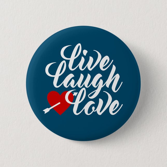 Live Laugh Love Valentine Calligraphy | Botón Pin (Anverso)