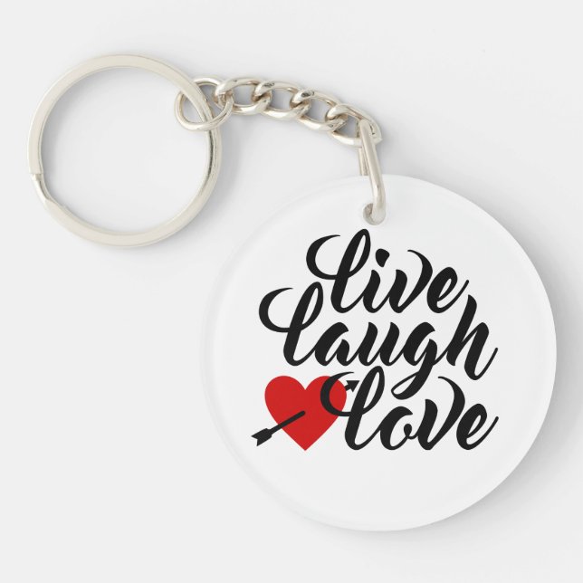 Live Laugh Love Valentine Calligraphy | Llavero (Frente)