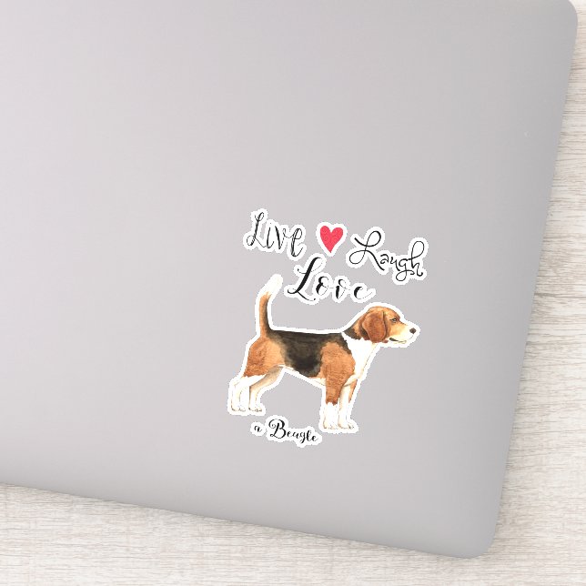 Live Love Laugh Beagle Vinyl Pegatina (Detalle)