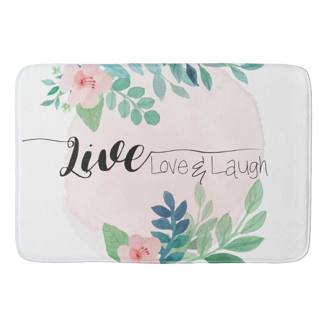Live, Love, Laugh Boho Floral | Alfombrilla de bañ (Anverso)