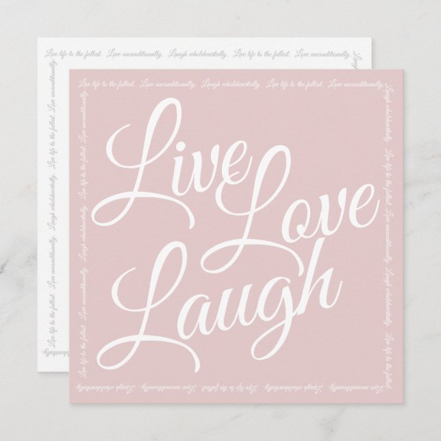 Live Love Laugh Elegant White Script Gentileza ros (Anverso / Reverso)