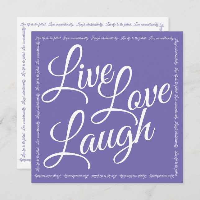 Live Love Laugh Elegant White Script Purple Card (Anverso / Reverso)