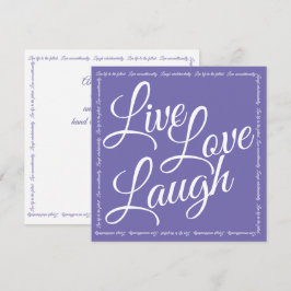 Live Love Laugh Elegant White Script Purple Card