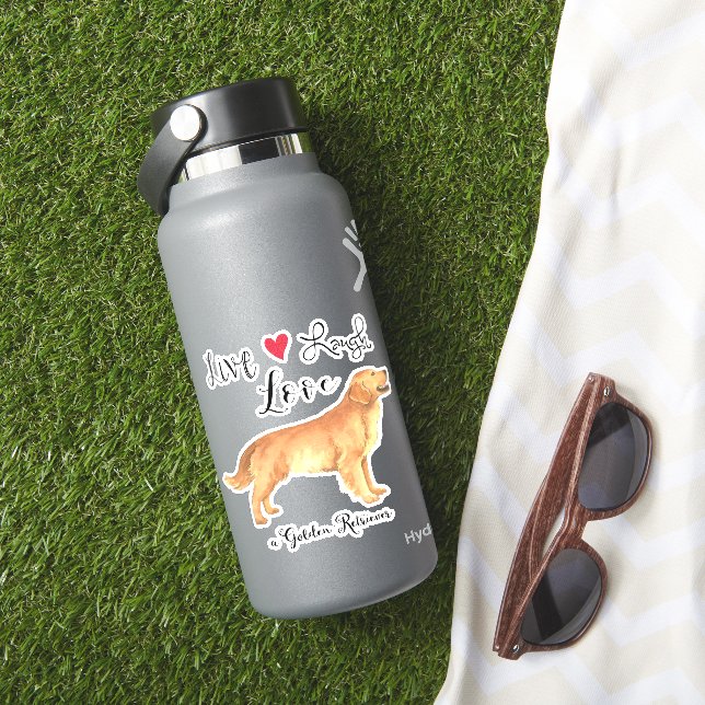 Live Love Laugh un Pegatina de Vinyl de Golden Ret (HydroFlask Insitu)