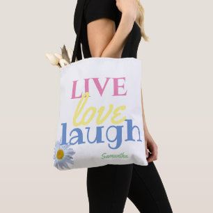 Live Love Laureado divertido colorido Bolsa de Tot