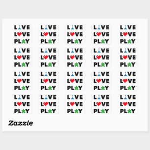 Live, Love, Play Black Text Pegatinas