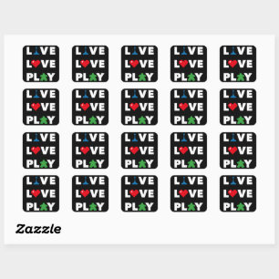 Live, Love, Play White Text Pegatinas