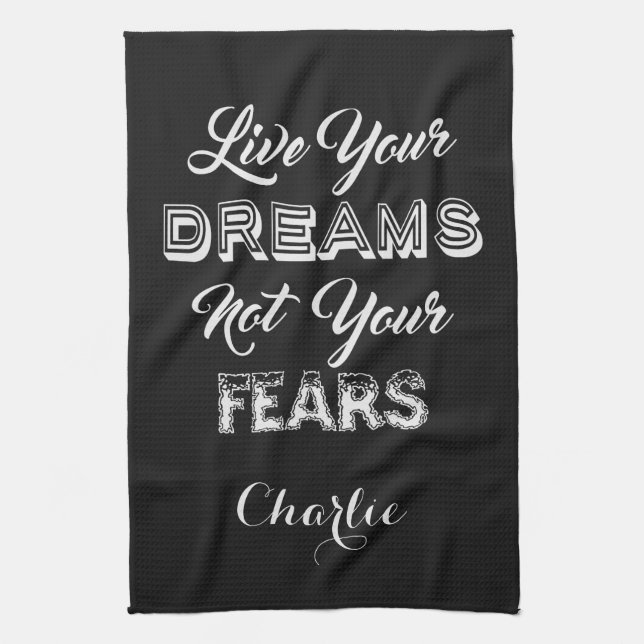 Live Your Dreams nombre personalizado y toalla de  (Vertical)