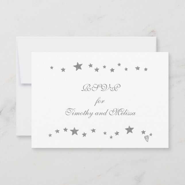 Lively Silver Stars RSVP Boda Response Cards (Anverso)