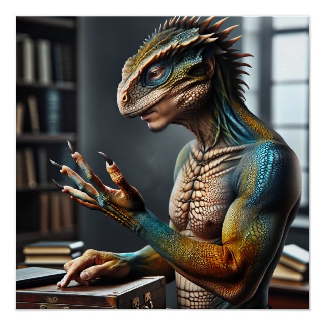 Lizard People Fantasy Conspiración Arte Poster (Anverso)