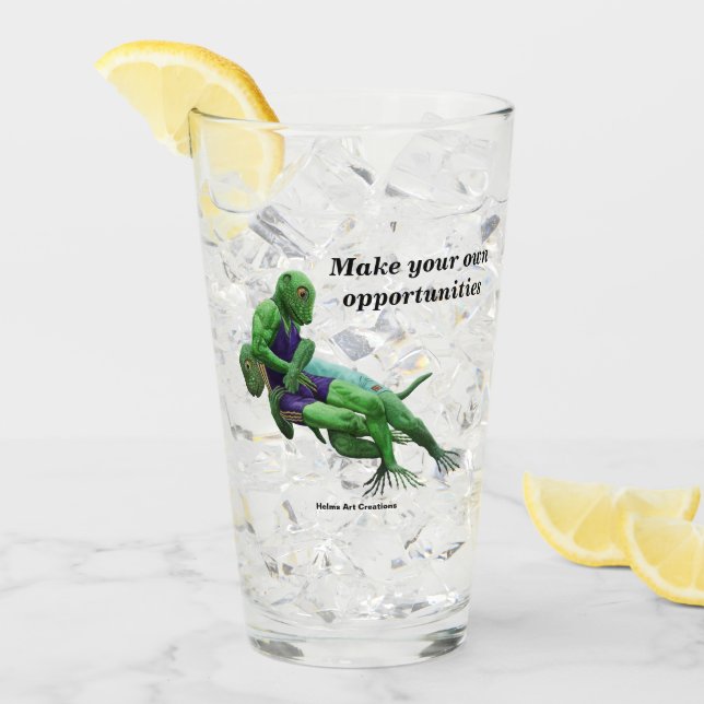 Lizard Warrior Wrestling Fantasy Art Glass Tumbler (Anverso (hielo))