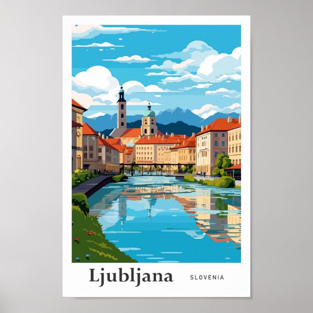 Ljubljana Eslovenia Ilustracion de Viaje de Arte V (Frente)