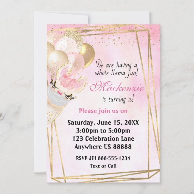 Llama a cualquier edad invitación de cumpleaños (Anverso)