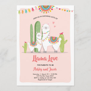 Llama a la invitación a la ducha de bebé Llama Lov
