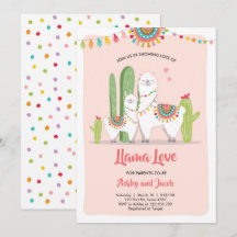 Llama a la invitación a la ducha de bebé Llama Lov