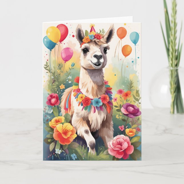 Llama alegre y graciosa al aire libre | Tarjeta (Anverso)