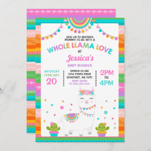 llama Baby Shower Invitación completa llamada amor