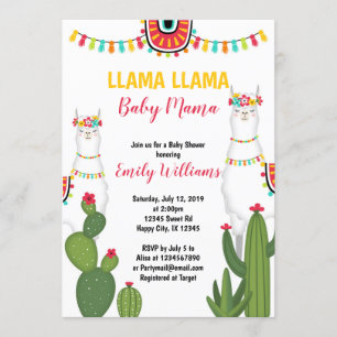 Llama cactus baby ducha invitación Chica Fiesta