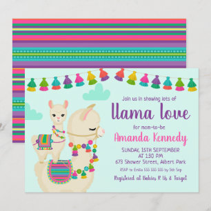Llama colorida Amor Invitación Baby Shower
