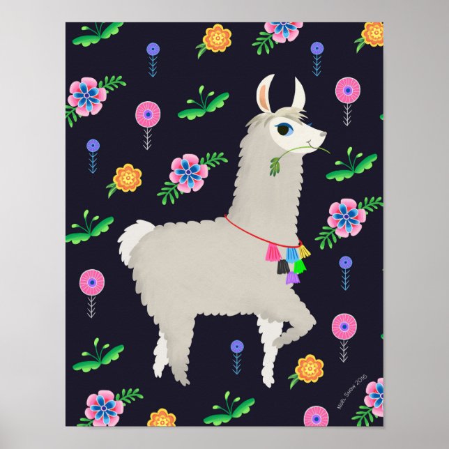Llama con arte florido (Frente)