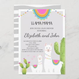 Llama con invitación de Cactus Baby Shower
