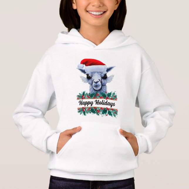 Llama con Santa Hat Hoodie (Anverso)
