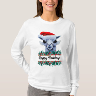 Llama Con Sombrero Santa Y Camiseta De Texto