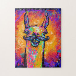 Llama con un bigote - Art Puzzle 11x14