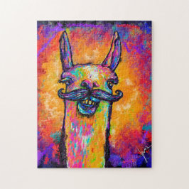 Llama con un bigote - Art Puzzle 11x14